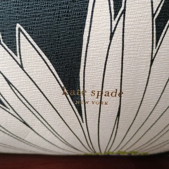 kate spade Black Floral Tote with White and Purple Daisy Print - Picture 4 of 6